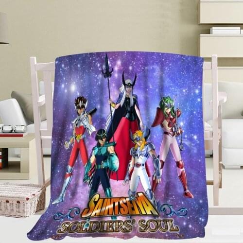 Custom Saint Seiya blanket Flannel Falafel Fabric56x80inch 50X60inch 40X50inch Sofa Bed Throw Blanket Kid Adult Warm Blanket