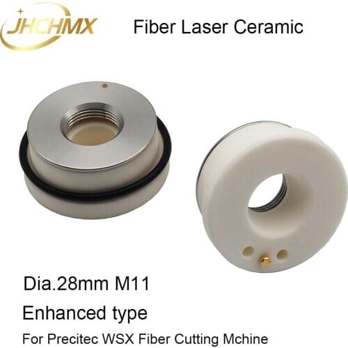 JHCHMX Fiber Laser Ceramic Ring Nozzles Holder Enhanced Type Dia.28mm M11 for WSX Precitec Hans HSG Fiber Laser Ceramic Parts