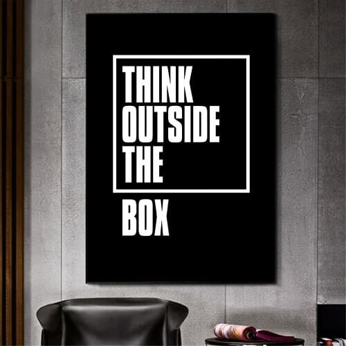 Think Outside the Box Inspiring Quotes Wall Art Canvas Painting Black White Wall Poster Prints For Living Room Home Decoration