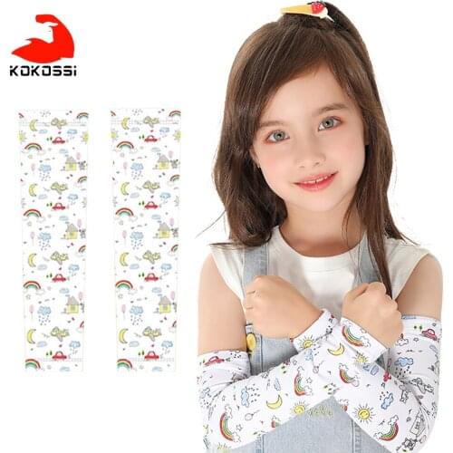 KoKossi Children Sun Protection Ice Sleeves Are Lightweight Breathable Kid Outdoor Sports Arm Protect Sleeves Non-Slip Anti-UV