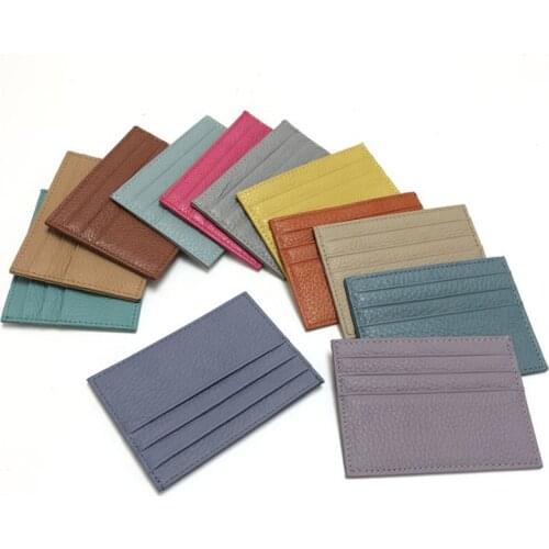 Top-selling Ultra-thin Card Holder Case Money Pocket Men Women Cowhide Leather Bank Wallet Short Mini Package