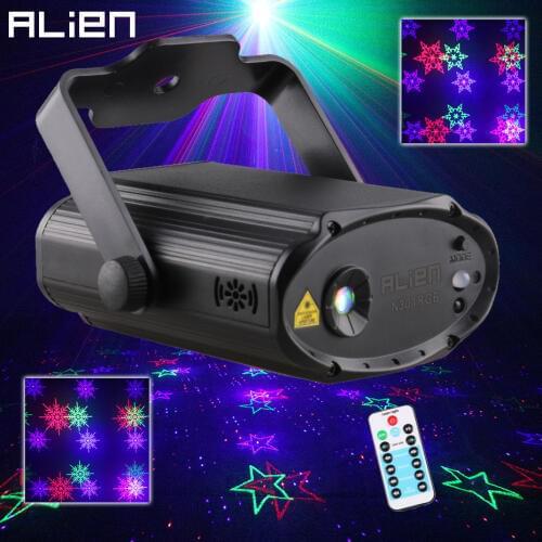 ALIEN USB Remote RGB Mini DJ Disco Laser Projector Stage Lighting Effect Star Dots Snowflake Five-pointed Star Party Xmas Lights
