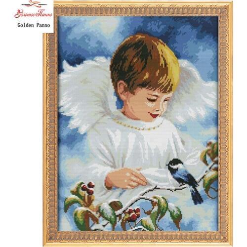 Golden panno,5D,diy diamond embroidery,Full,square,Diamond Painting,Cross Stitch,3D,diamond,Mosaic,Needlework,birds and boy 726Q