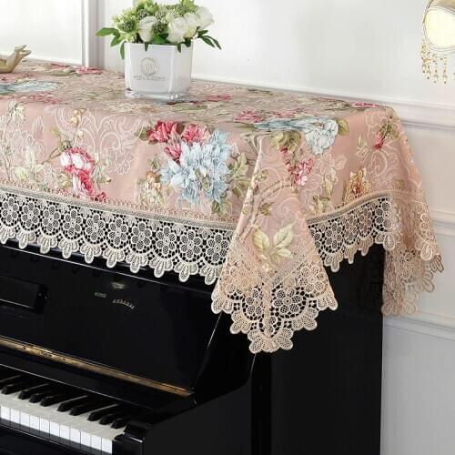 NEW Pastoral lace piano cover half cover embroidery lace piano towel dustproof piano cover full cover European piano cloth cover