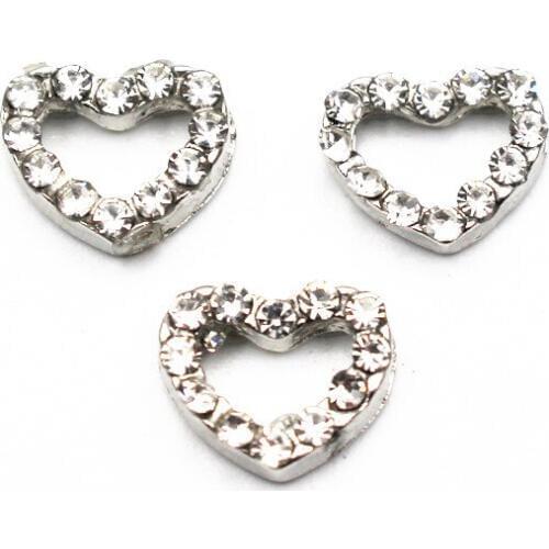 New Arrival 10pcs/lot crystal Heart Floating charms Alloy Charms Living glass Memory Lockets DIY Jewelry