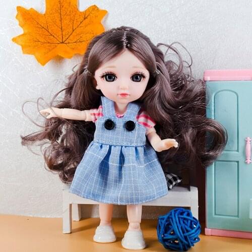16cm New Arrival 13 Moveable Jointed Dolls 1/12 Bjd Doll Dress Up with Diy Clothes Shoes Guitar Dolls Toy for Girls Gift