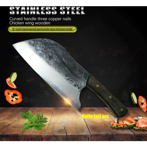 Chef Knife Handmade Forged Cleaver High-Carbon Bone Chopper Traditional Butcher Slicing Knife Cooking Tools