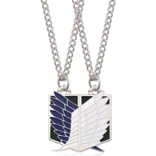 1 Pair Attack On Titan Wings of Liberty Necklace Lover Couple Necklaces Best Friend Gift Jewelry Link Chain Pendants Choker