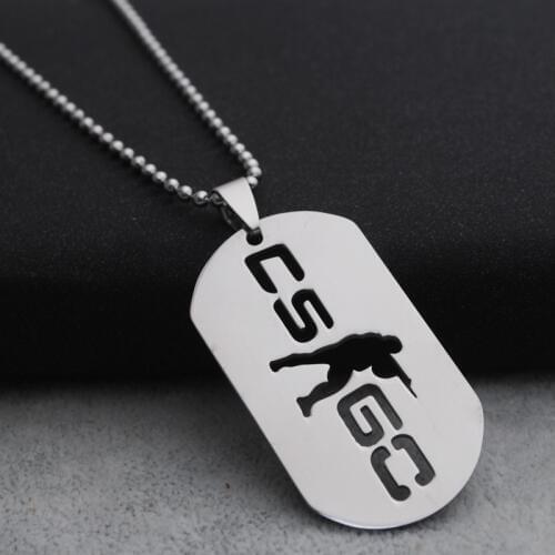 5 GO Counter-Strike Logo Symbol Necklace Round Global Offensive Necklace Stainless Steel Anime Game CS Logo Necklace jewelry