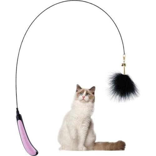 Cat Feather Stick Interactive Toy Flexible Kitten Feather Toy Tease Cats Stick Training With Bells Pet Supplies Steel Wire Toy