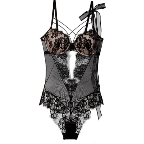 Sleeveless Deep V Lace Bodysuit For Women Sexy Lingerie Bustier Corset Jumpsuit Bodysuits Top Shapewear White Red Black C D Cup