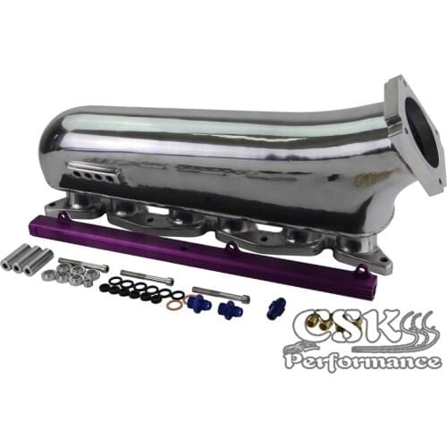 For Supra 1JZ 1JZGTE polished Intake Manifold + top feed fuel rail purple