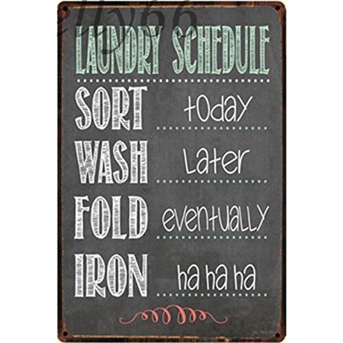 Laundry Schedule Vintage Style Metal Sign Iron Painting for Indoor & Outdoor Home Bar Coffee Kitchen Wall Decor 8 X 12 Inch