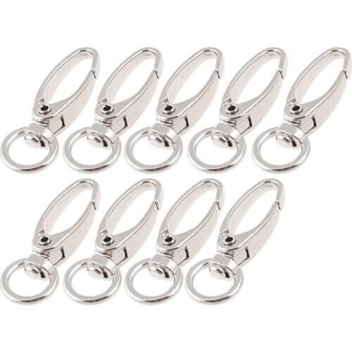 Silver Tone D Swivel Trigger Hooks Key Ring Lobster Clasps 9 Pcs