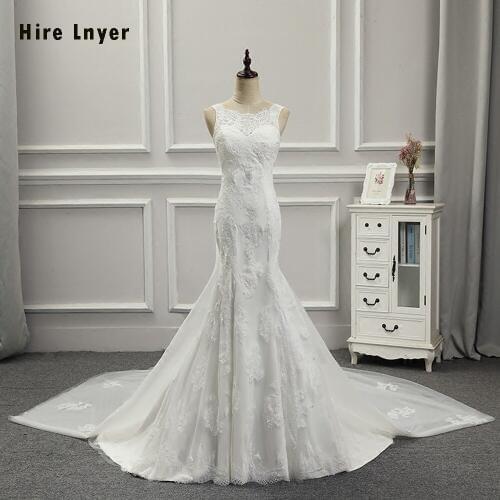 HIRE LNYER Custom Made Abito Sposa Lace Mermaid Wedding Dresses With Flower Removable Train Vestido De Noiva Sereia