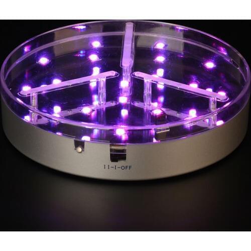 Battery operated flower vase 6 inch round led light base for wedding decoration