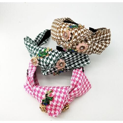 2020 Women Wide Bowknot Headband Crisscross Hairband Fashion Frog Cloth Lattice Color Crown Hair Accessories