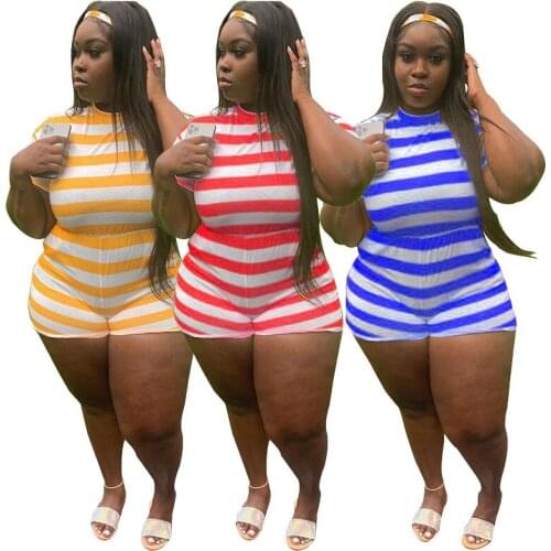 Summer Overalls for Women Jumpsuits Shorts Casual Striped Short Femme Plus Size Rompers Jumpsuit Bodysuit Wholesale Dropshipping