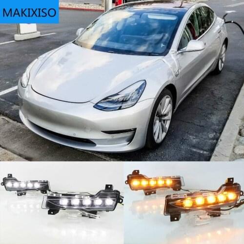 1Set For Tesla Model 3 2017 2018 2019 2020 Car LED DRL Daytime Running Light