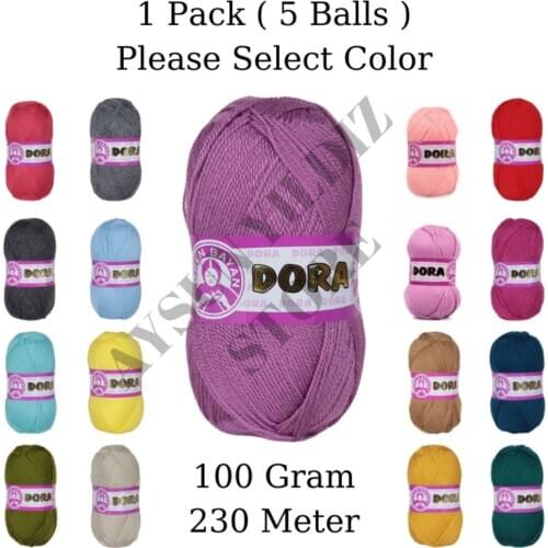 1 Pack ( 5 Balls ) Madame Tricote ( Oren Bayan ) DORA Hand Knitting Yarn Paris %100 Acrilyc Crochet Tool Kit