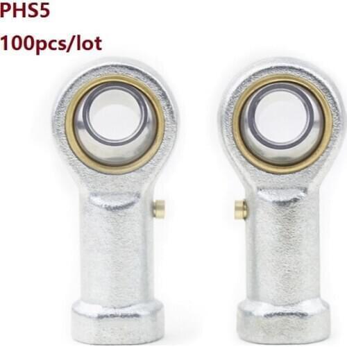 100pcs/lot PHS5 Rod Ends Bearings Fish Eye Rod End Joint Bearing hole 5mm female thread ball joint bearing right/left hand