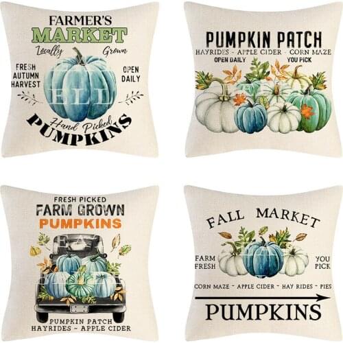 45CM*45CM Thanksgiving Pillow Cover Pumpkin Cushion Cover Linen Halloween Decor Pillow Case