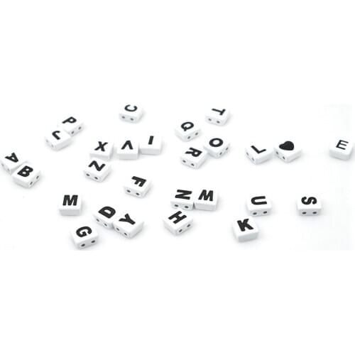 JUWANG 5 pcs\lot 26 Letters Square Loose Beads For Bracelets Making Enamel Tile Strand Beadeds Fashion DIY Jewelry Accessories