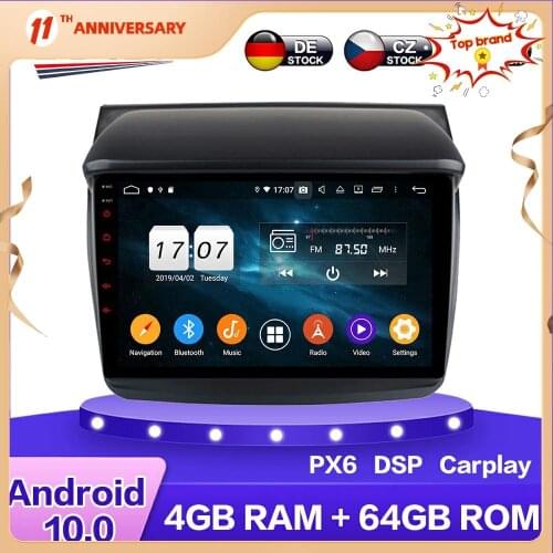 For Mitsubishi L200 Trion 2007 - 2014 Android 10.0 PX6 Car HD Multimedia DVD Player 4+64GB Auto GPS Navigation radio DSP Carplay