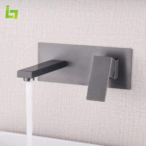 White and Gold Basin Faucet Wall Mounted Bathroom Faucet Cold and Hot Black long Spout Bathtub Faucet