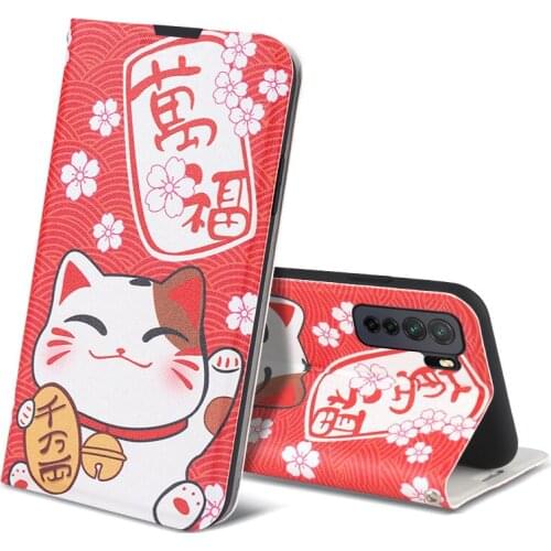 Honor 9A Cute Painted Wallet Stand Flip Leather Case For Huawei Nova 6 6 SE 7i 7 7 SE Book Cover Magnetic Case