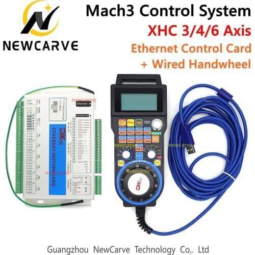 CNC Mach3 XHC Ethernet 3 4 6Axis Breakout Board USB Motion Control Card With LHB04B MPG Pendant Handwheel For Engraving Newcarve