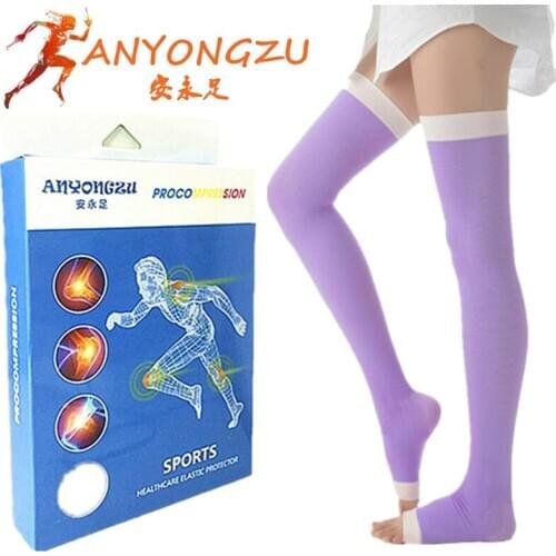 Anyongzu Medical Prevent Compression Of Varicose Veins 420d High Elastic Sleeping Shank Modeling Peep Toe Stockings