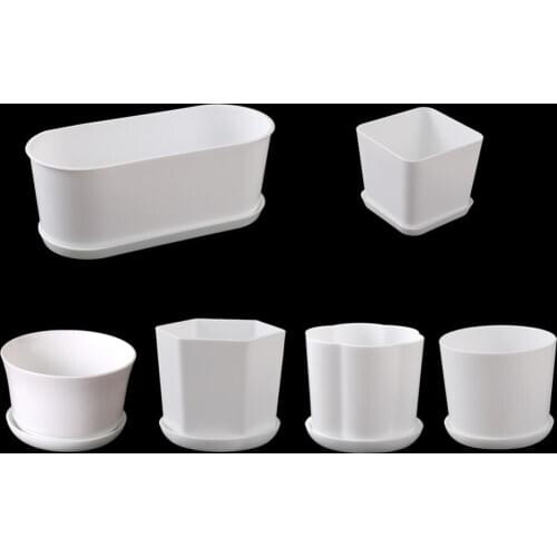 White Simplicity Flower Pot with tray Home Garden Office Minimalist Bonsai Pot Furnishings Succulent plants Decoration Planter