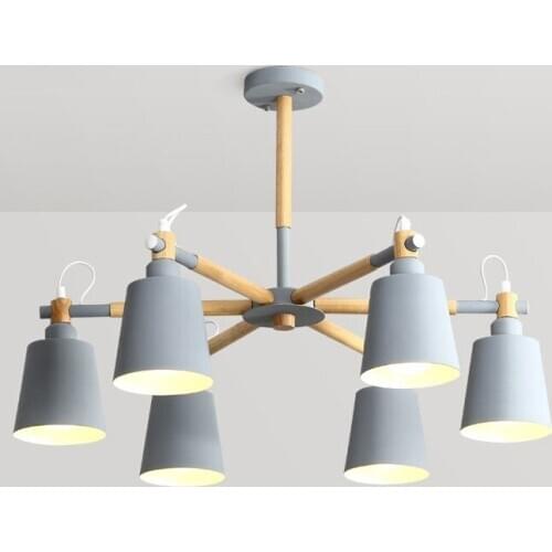 Nordic Style Wood Pendant Lights Macaron Modern Metal Lamp Black Grey Blue Green For Loft Living Room Loft Bedroom Kitchen Lamp