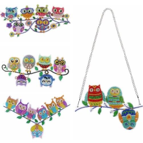 DIY Special Shaped Drill Diamond Painting Muitcolor Owls Hanging Ornaments Home Window Pendant For Door Home Wall Decoration