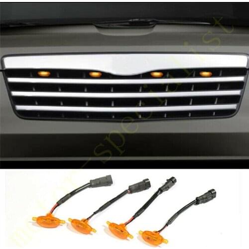 For Kia Borrego 2009-2011 LED Car Front bumper Grille LED Amber Light Raptor Style Light Kit Decor W/ Wire Speed