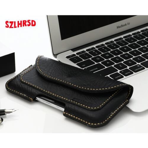 For Xiao mi Mi Note 10 Mens Waist Pack Belt Clip Bag business Genuine Leather Case for Xiao mi Mi Note 10 Pro cover Insert card