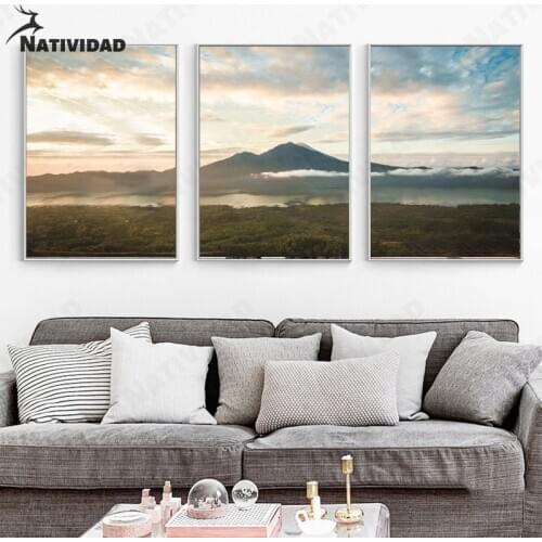 Home Decor Mountain Lake Landscape Canvas Painting Modern Nordic Decoration Home Art Poster Wall Pictures for Living Room Wall