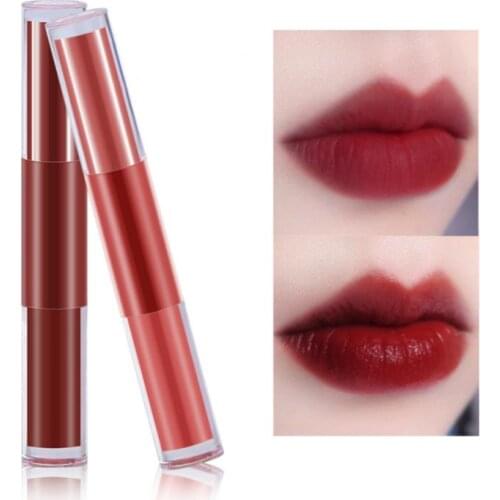 Double-headed Matte Velvet Lip Gloss 2 In 1 Long Lasting Waterproof Moisturizing ​Lip Makeup Cosmetics 6 Colors Available