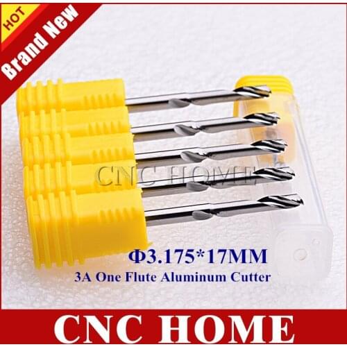 5pcs 3.175MM*17MM One Flute Spiral Milling Cutter Aluminium CNC Bits Import K66 Carbide Router Cutter for Aluminum Metal Cutting