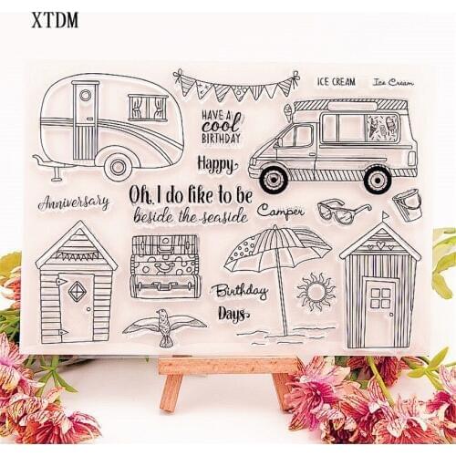 Hot sale Bus Transparent Clear Stamps / Silicone Seals Roller Stamp for DIY scrapbooking photo album/Card Making