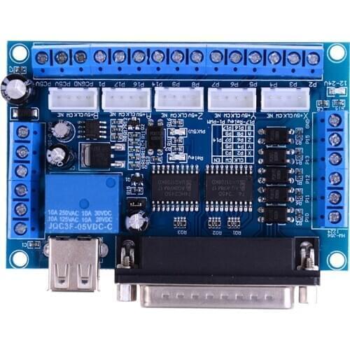 MACH3 Engraving Machine CNC 5 Axis Stepper Motor Driver Interface Board With Optocoupler Isolation Blue Board + USB Cable
