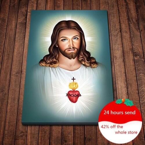 Canvas Paintings and Prints Religious Sacred Heart of Jesus Poster Christian Mural Picture Living Room Decoration Frameless