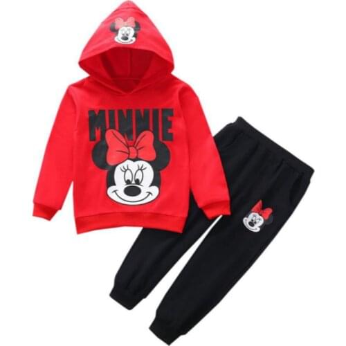 Girls Cartoon Minnie Suits Clothes Children Fashion Hooded Jacket Coat+Pants 2Pcs Sets Kids Girl Sweatshirts Tracksuits Clothing