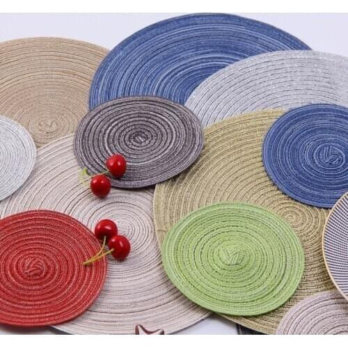 Table Mat Nordic Round Anti Slip Drink Coasters Insulated Solid Placemats Linen Non Slip Ramie Mat Kitchen Tool for Home Decor