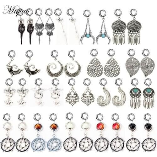 Miqiao 2pcs Fashion Explosion Stainless Steel Hollow Bell Leaf Geometry Ear Expander 6mm-25mm Body Exquisite Piercing Jewelry