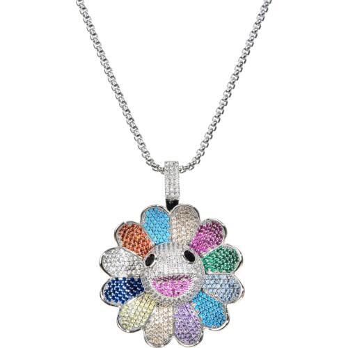 American and European fashionable color revolving AAA zircon pendant, suitable for women/girls jewelry gift Necklace