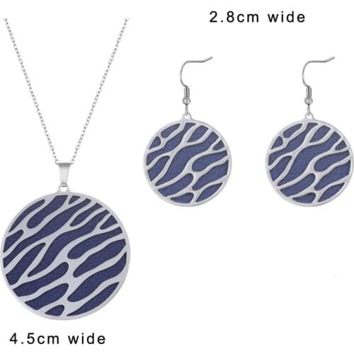 Koame Fashion Stainless Steel Interchangeable Leather Pendant Earrings Necklace Set Jewelry 2021 New Boucle Oreille Femme