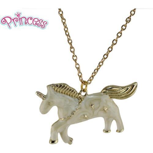2019 Fashion Jewelry Loverly Pink Blue Oil Glaze Horse Unicorn 45cm Necklace Pendant For Women Girls Jewelry Gift EA01