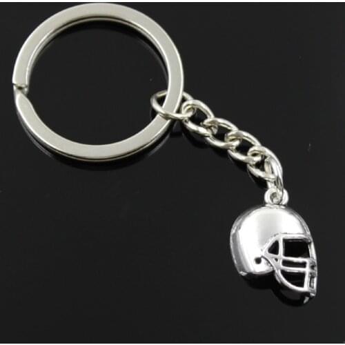 New Fashion Men 30mm Keychain DIY Metal Holder Chain Vintage Soccor Football Helmet 20x15mm Silver Color Pendant Gift
